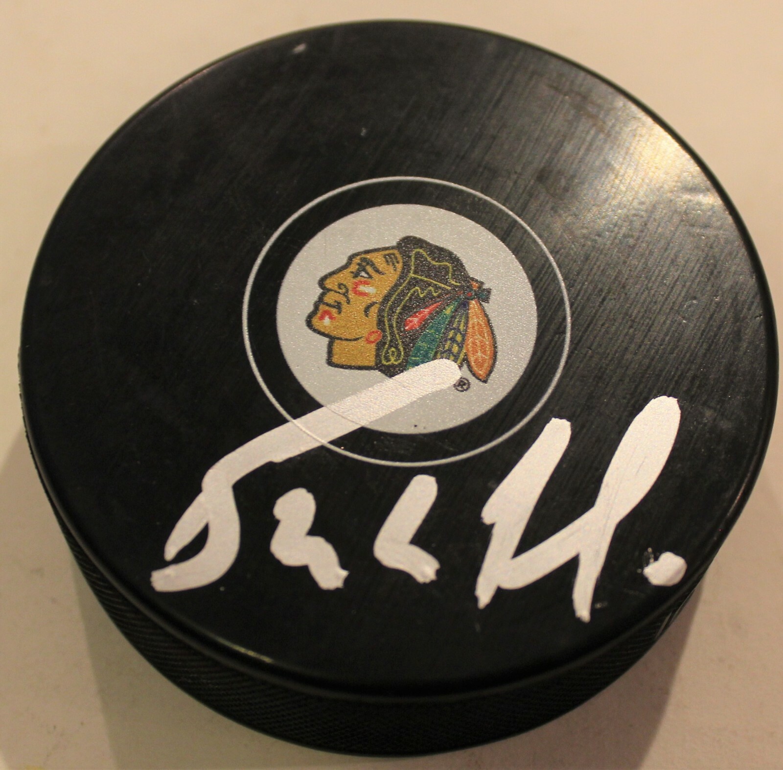 Bernie Nicholls Signed Chicago Blackhawks Logo Autograph Hockey Puck w/COA Collectible Memorabilia