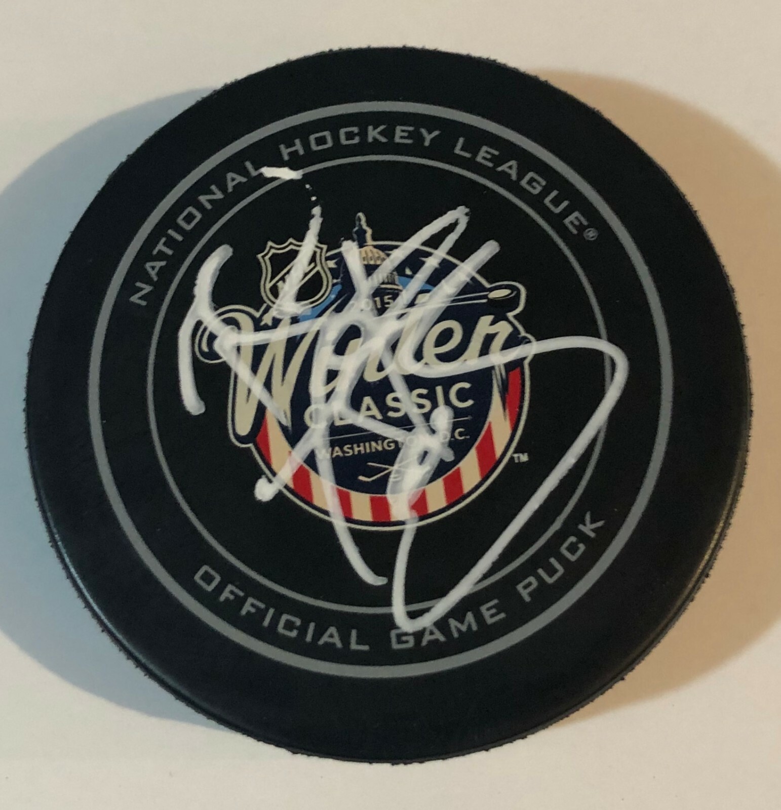Braden Holtby Signed Washington Capitals Winter Classic Game Puck w/COA Collectible Memorabilia