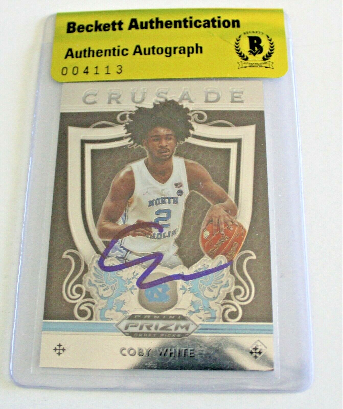Coby White Signed North Carolina Prizm Rookie Authentic Beckett Bulls 004113 Collectible Memorabilia