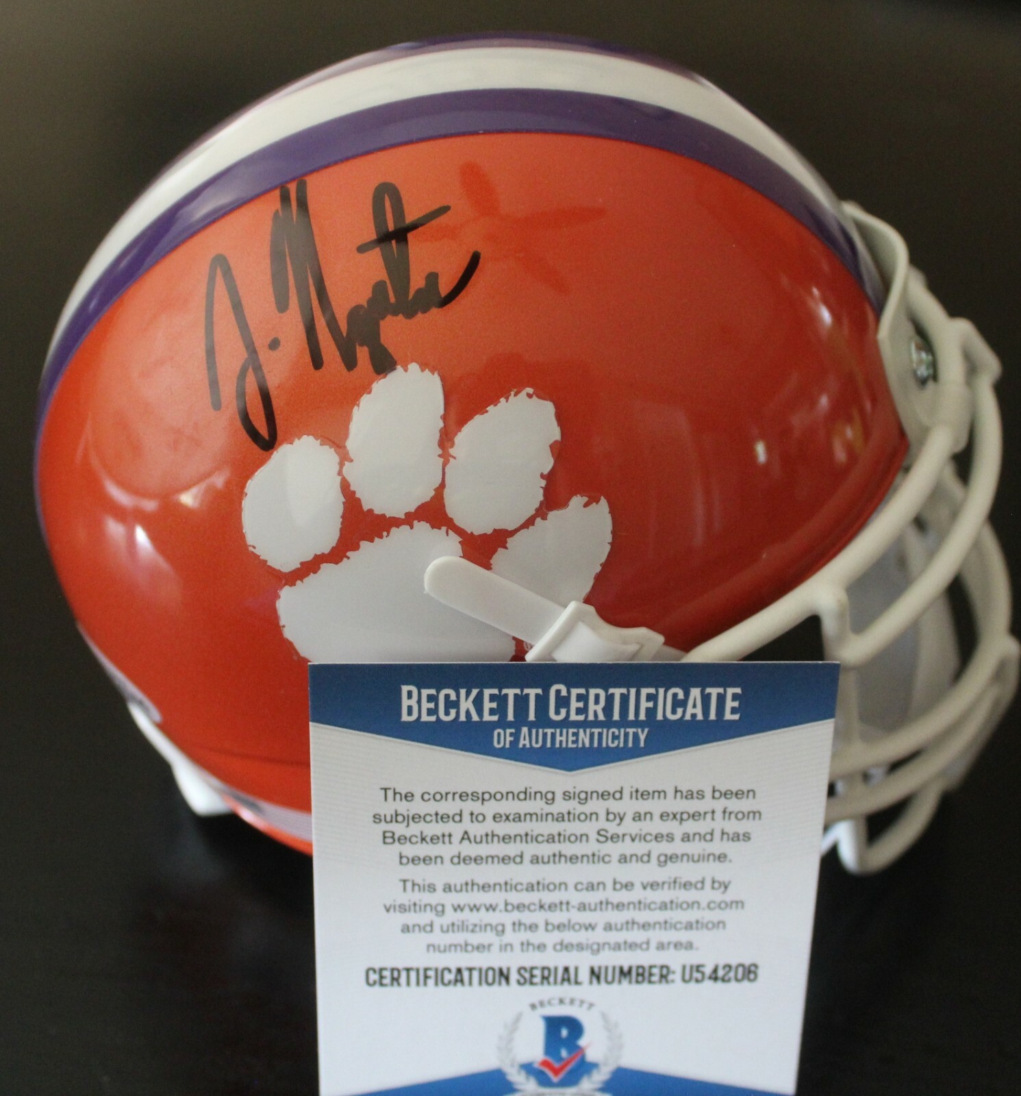 Joe Ngata Signed Clemson Tigers Mini Football Helmet w/Beckett COA U54206 Collectible Memorabilia