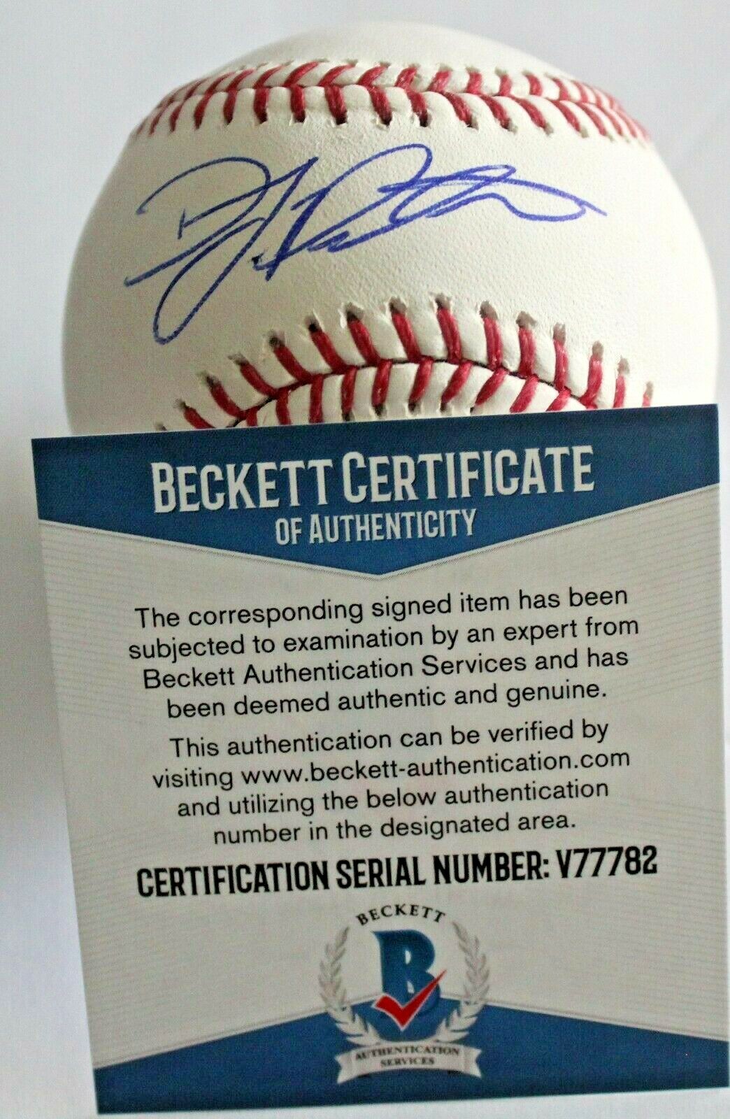 DJ Peters Signed Official Major League Baseball w/Beckett COA Dodgers V77782 Collectible Memorabilia