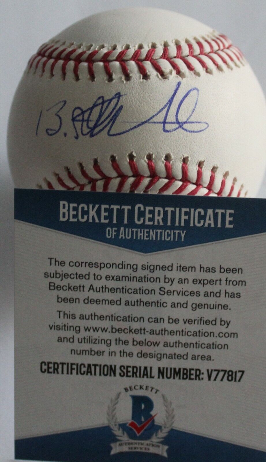 Blake Rutherford White Sox Signed Official Major Baseball W/Beckett COA V77817 Collectible Memorabilia