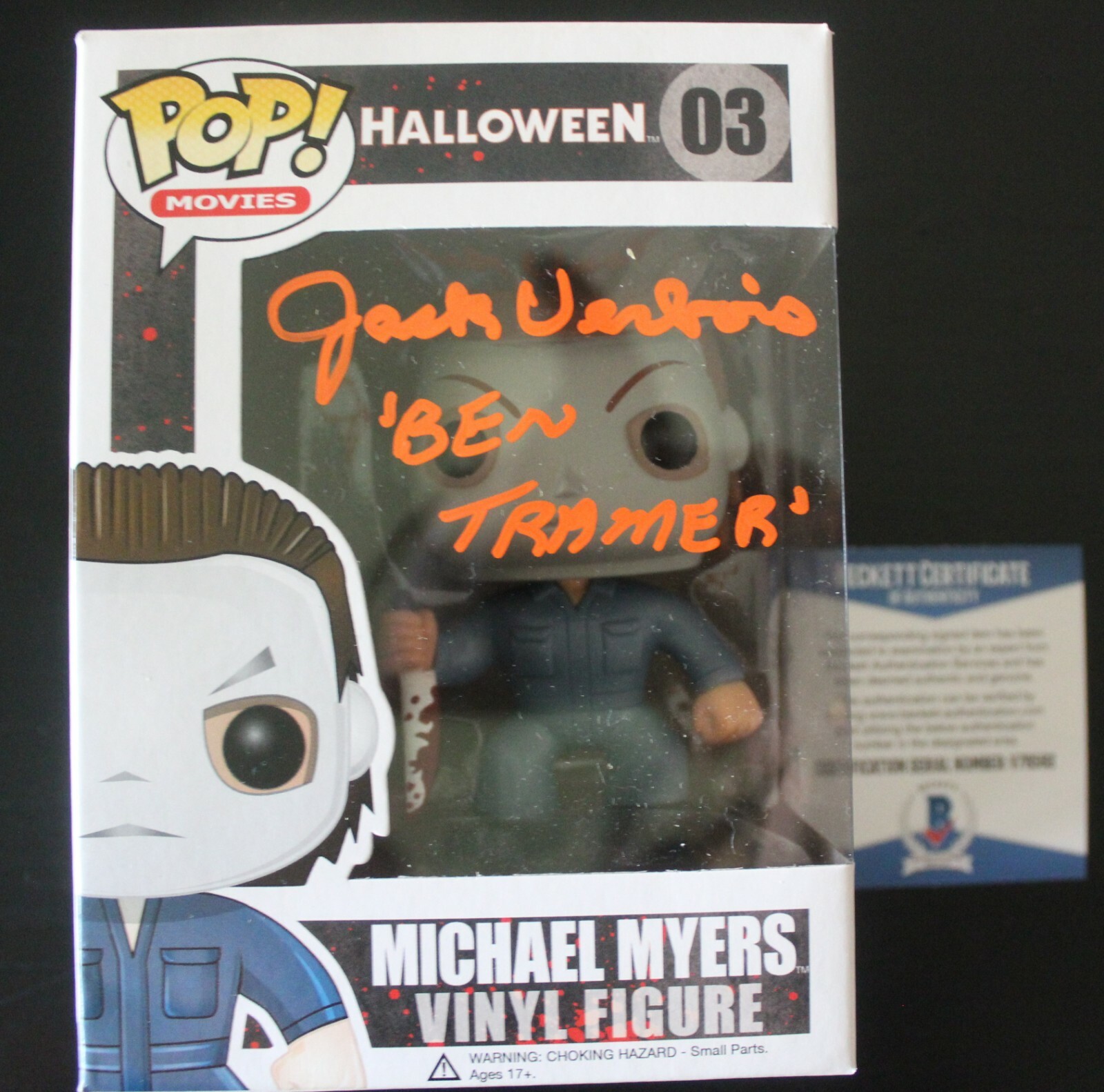 Jack Verbois Halloween Signed Michael Meyers #03 Funko Pop w/Beckett COA V76562 Collectible Memorabilia