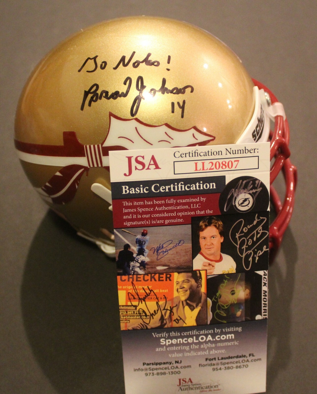 Brad Johnson Signed Florida State Mini Football Helmet w/JSA COA LL20807 Collectible Memorabilia