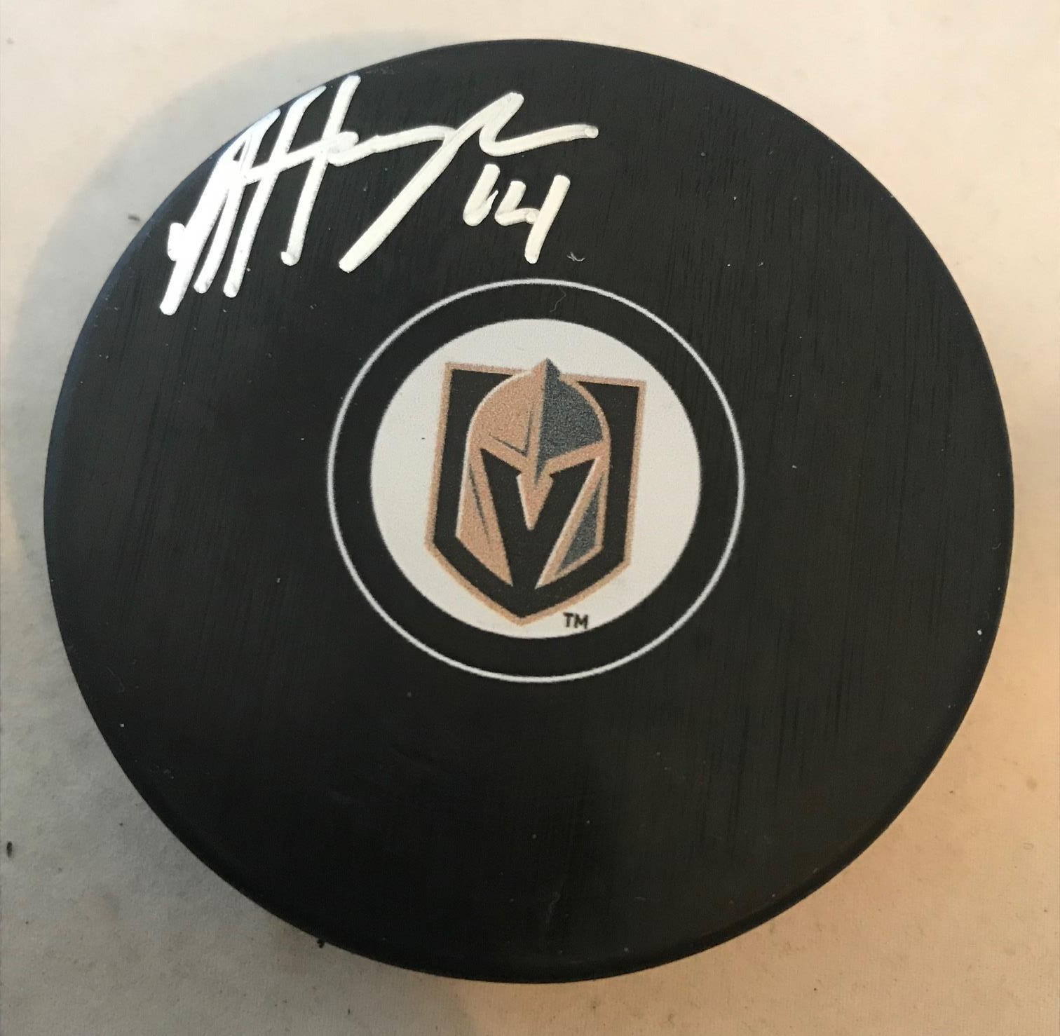 Nicolas Hague signed Las Vegas Golden Knights Puck autographed 4 Collectible Memorabilia