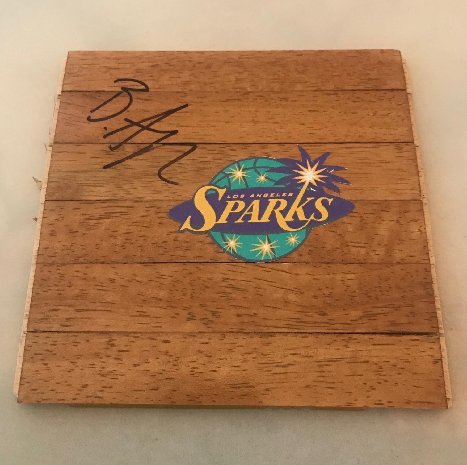 Brian Agler signed LA Los Angeles Sparks Logo Floorboard Floor autographed Proof Collectible Memorabilia