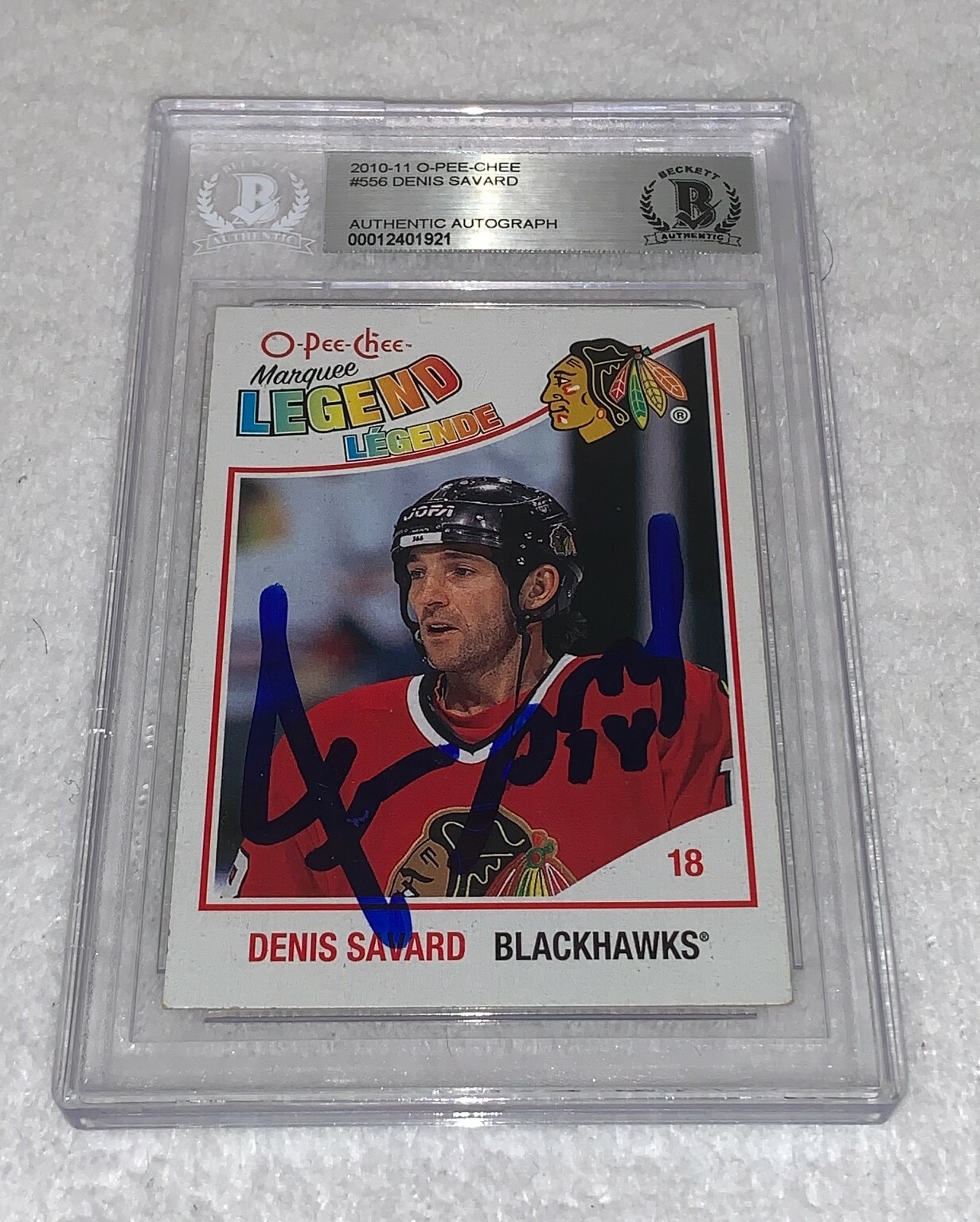 Denis Savard signed 2010-11 O-Pee-Chee Marquee Legends Card BAS Beckett Collectible Memorabilia