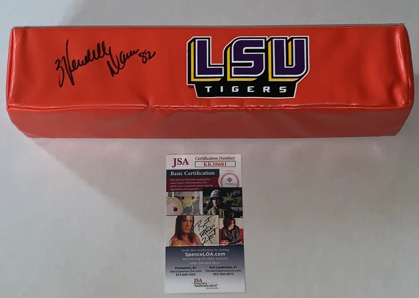WENDELL DAVIS BEARS SIGNED LSU TIGERS TOUCHDOWN PYLON AUTOGRAPHED PROOF JSA  COLLECTIBLE MEMORABILIA