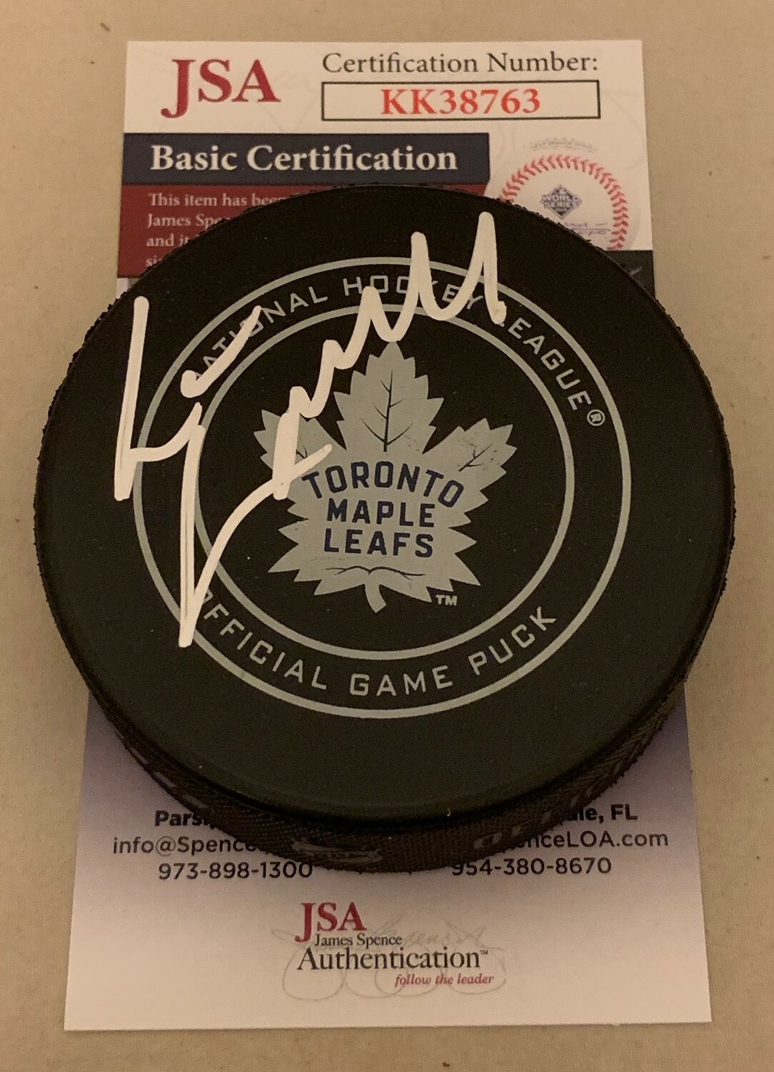 Lou Lamoriello signed Toronto Maple Leafs Official Game Puck autographed JSA Collectible Memorabilia