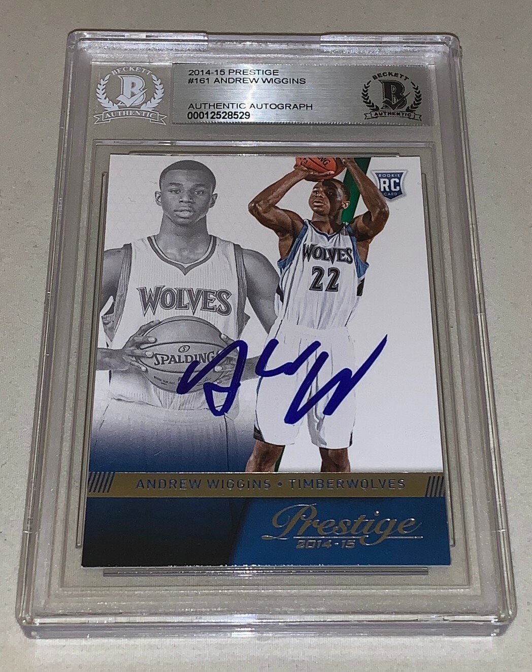 Andrew Wiggins signed 2014-15 Panini Prestige #161 Rookie Card BAS Beckett Collectible Memorabilia