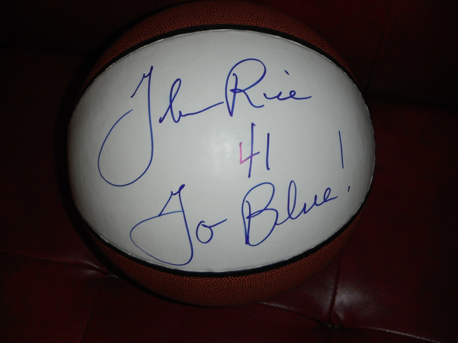 MICHIGAN WOLVERINES GLEN RICE SIGNED WHITE LEATHER BALL Collectible Memorabilia