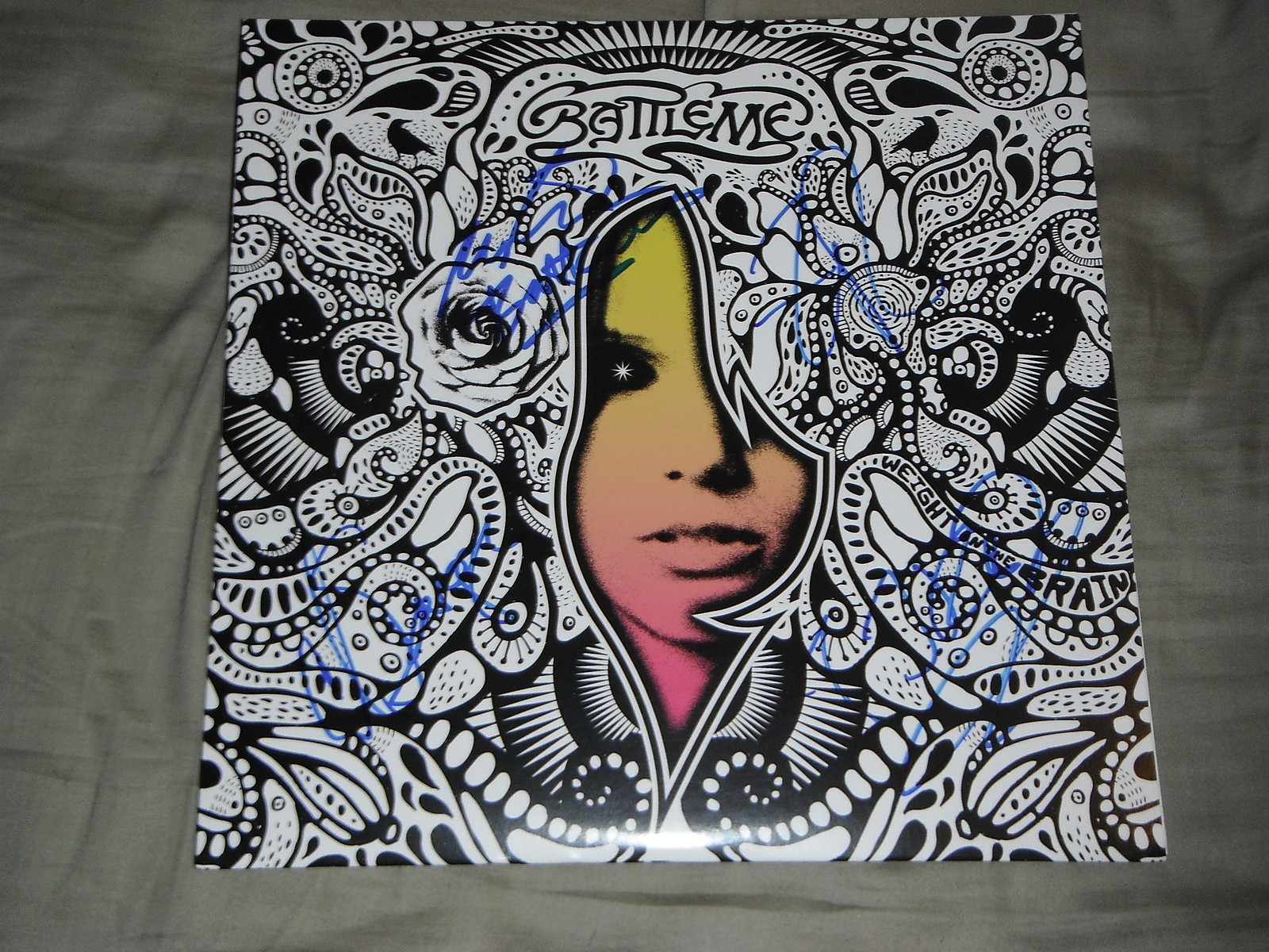 BATTLE ME GROUP SIGNED WEIGHT ON THE BRAIN VINYL ALBUM Collectible Memorabilia