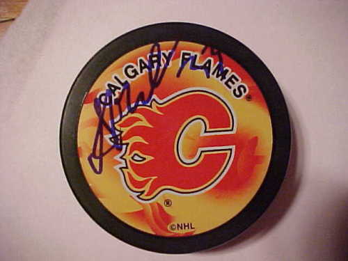 CALGARY FLAMES ANTON BABCHUK SIGNED PUCK Collectible Memorabilia
