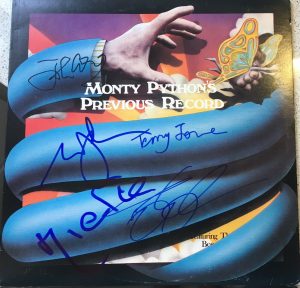 MONTY PYTHON SIGNED CAST 5 AUTOGRAPH “PREVIOUS RECORD” ALBUM VINYL – TERRY JONES  COLLECTIBLE MEMORABILIA
