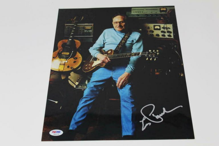 LES PAUL SIGNED AUTOGRAPH 11X14 PHOTO – ROCK & ROLL PIONEER, GIBSON GUITAR, PSA  COLLECTIBLE MEMORABILIA