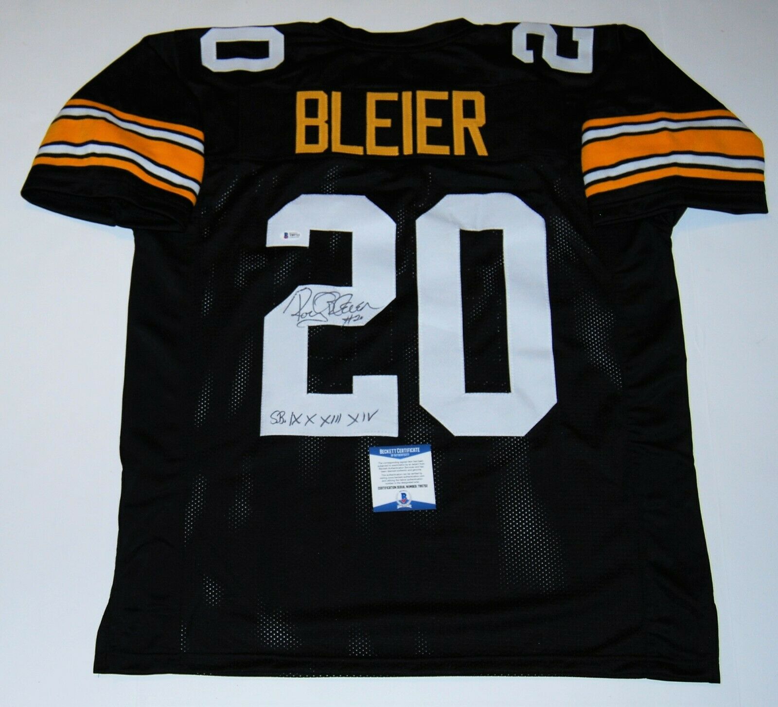 ROCKY BLEIER signed (PITTSBURGH STEELERS) Custom XL football jersey BECKETT  BAS Collectible Memorabilia