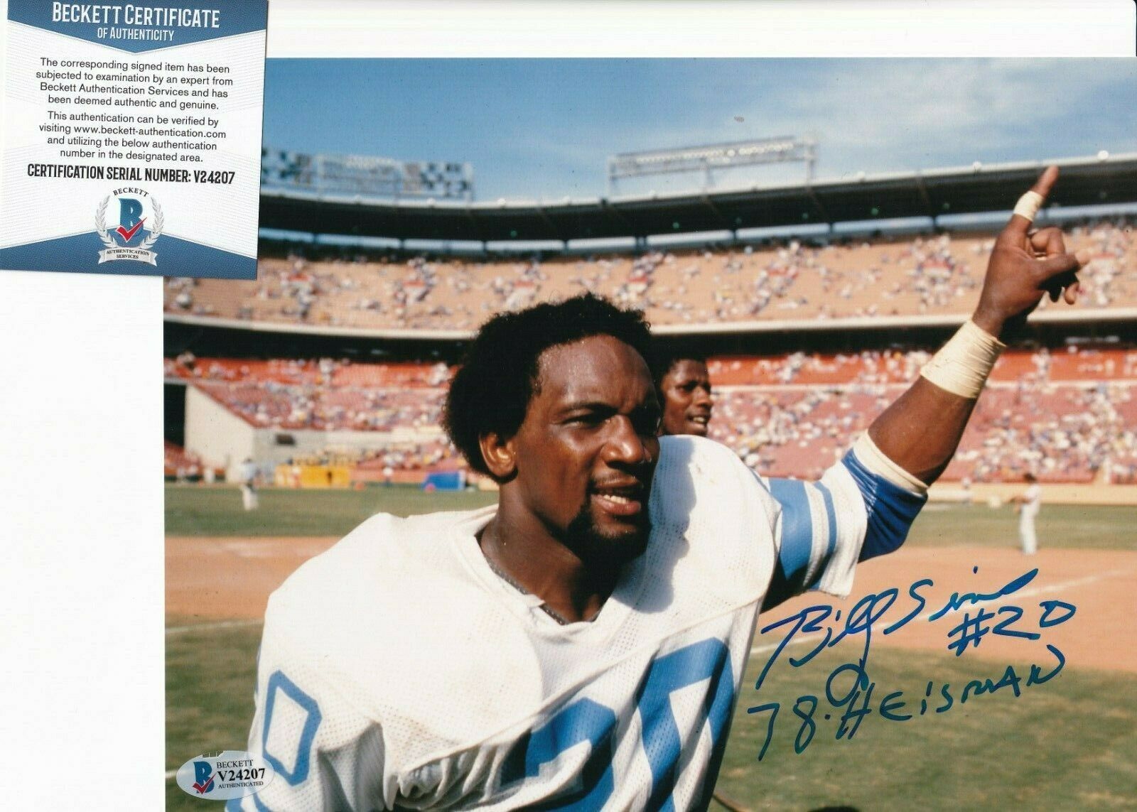 BILLY SIMS Signed (DETROIT LIONS) Autographed Football 8X10 Photo ...