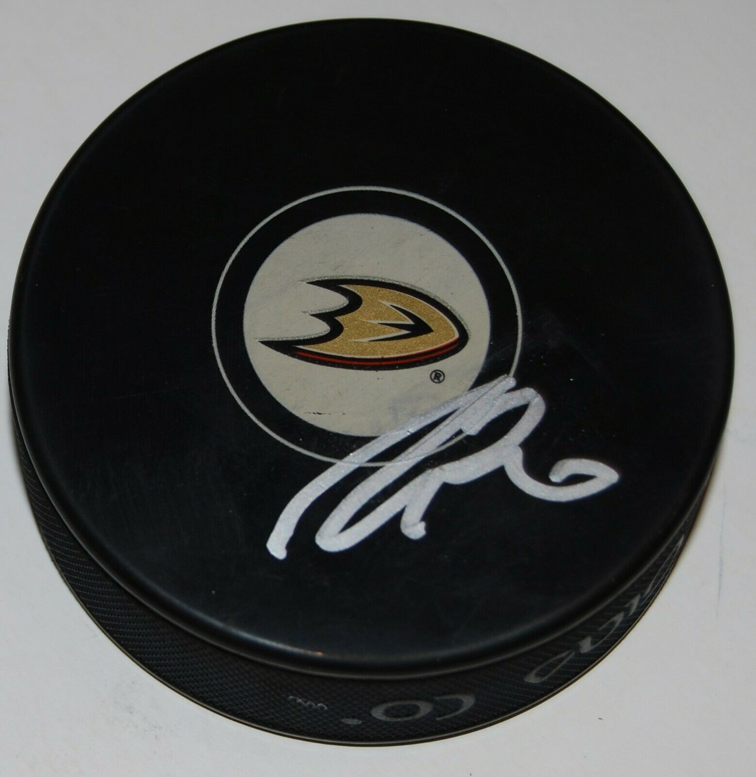 JOHN GIBSON signed (ANAHEIM DUCKS) NHL autographed hockey puck W/COA #2 ...