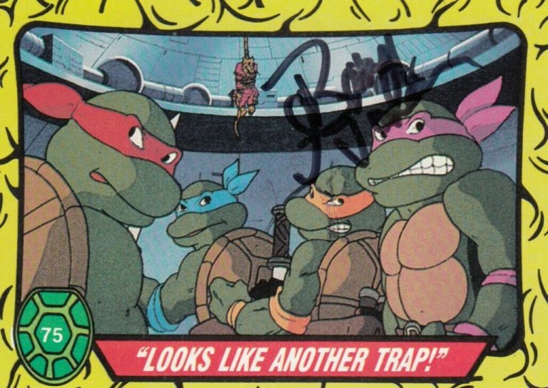 BARRY GORDON SIGNED 1989 TOPPS (TEENAGE MUTANT NINJA TURTLES) CARD #75 W/COA  COLLECTIBLE MEMORABILIA
