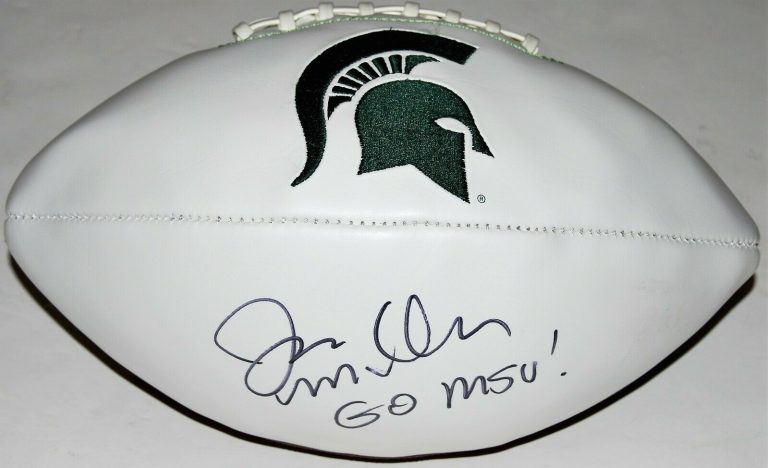 JIM MILLER SIGNED (MICHIGAN STATE SPARTANS) LOGO FOOTBALL *CHICAGO BEARS* W/COA  COLLECTIBLE MEMORABILIA
