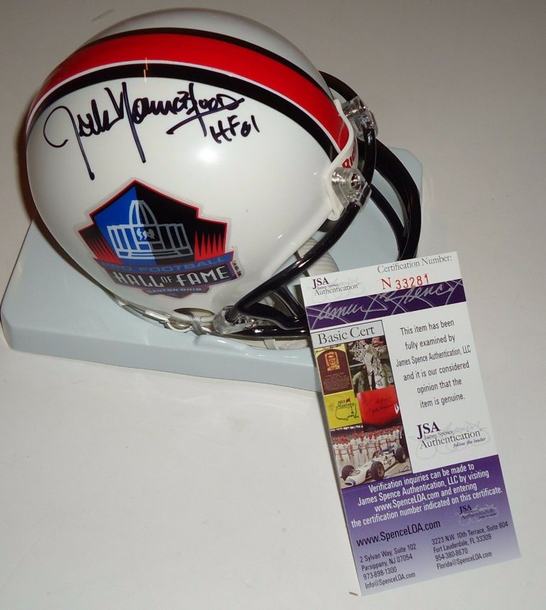 JACK YOUNGBLOOD SIGNED HALL OF FAME MINI FOOTBALL HELMET JSA AUTHENTIC N33281  COLLECTIBLE MEMORABILIA