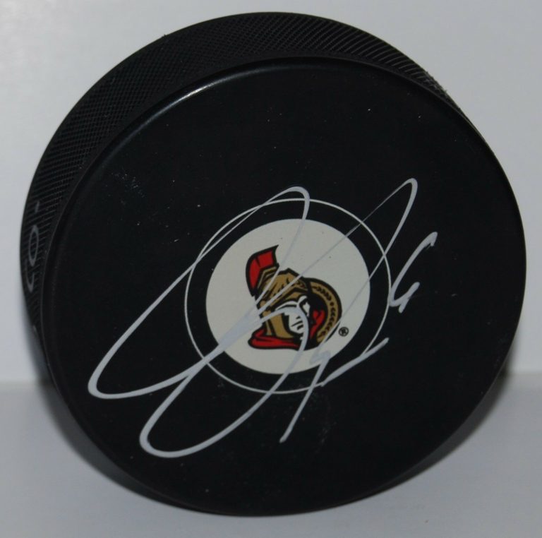 BOBBY RYAN SIGNED (OTTAWA SENATORS) SOUVENIR LOGO HOCKEY PUCK W/COA #1  COLLECTIBLE MEMORABILIA