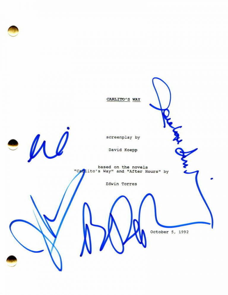 AL PACINO, BRIAN DE PALMA (+2) CAST SIGNED AUTOGRAPH -CARLITO’S WAY MOVIE SCRIPT  COLLECTIBLE MEMORABILIA