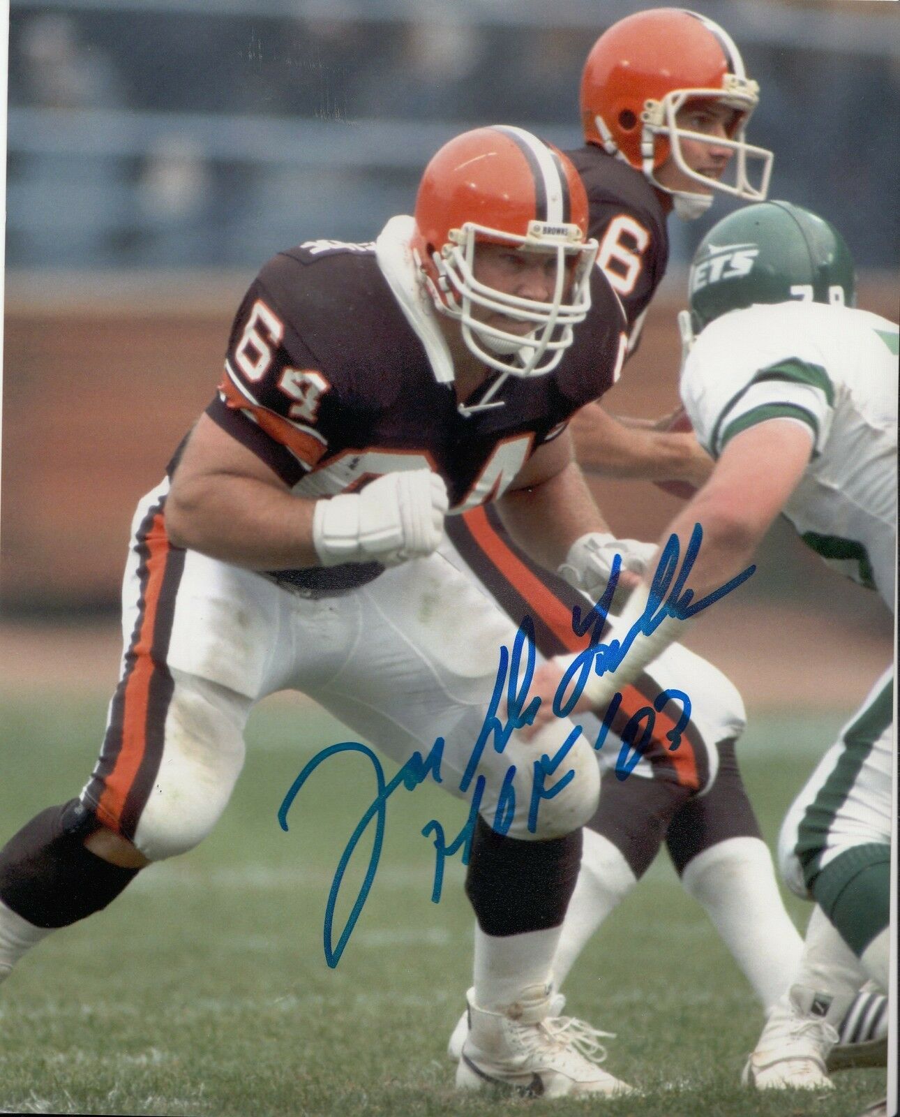 JOE DELAMIELLEURE signed *CLEVELAND BROWNS* football (H.O.F) 8X10 photo ...