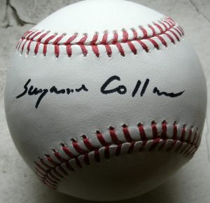 SUZANNE COLLINS SIGNED AUTOGRAPH “HUNGER GAMES” OFFICIAL ML BASEBALL JSA L74047  COLLECTIBLE MEMORABILIA