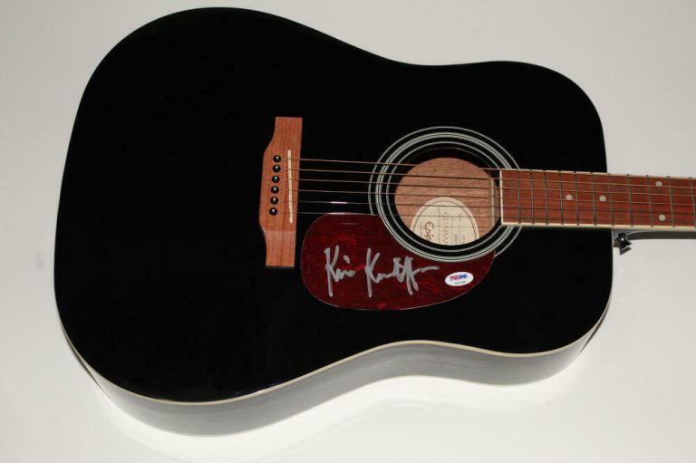 KRIS KRISTOFFERSON SIGNED AUTOGRAPH GIBSON EPIPHONE ACOUSTIC GUITAR COUNTRY PSA  COLLECTIBLE MEMORABILIA