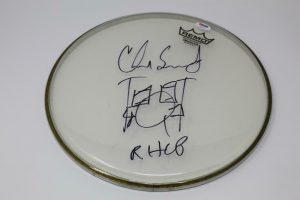CHAD SMITH SIGNED AUTOGRAPH DRUMHEAD W/ SKETCH – RED HOT CHILI PEPPERS PSA  COLLECTIBLE MEMORABILIA