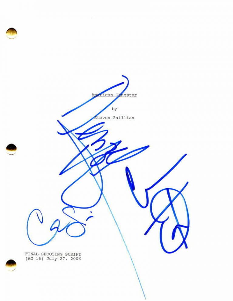 CARLA GUGINO, DENZEL WASHINGTON COMMON SIGNED AUTOGRAPH AMERICAN GANGSTER SCRIPT  COLLECTIBLE MEMORABILIA