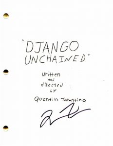 QUENTIN TARANTINO SIGNED AUTOGRAPH – DJANGO UNCHAINED MOVIE SCRIPT PULP FICTION  COLLECTIBLE MEMORABILIA