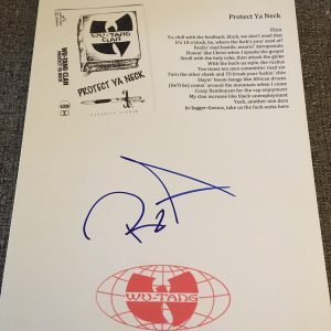 RZA WU-TANG CLAN SIGNED AUTOGRAPH PROTECT YA NECK CUSTOM LYRIC SHEET COA COLLECTIBLE MEMORABILIA