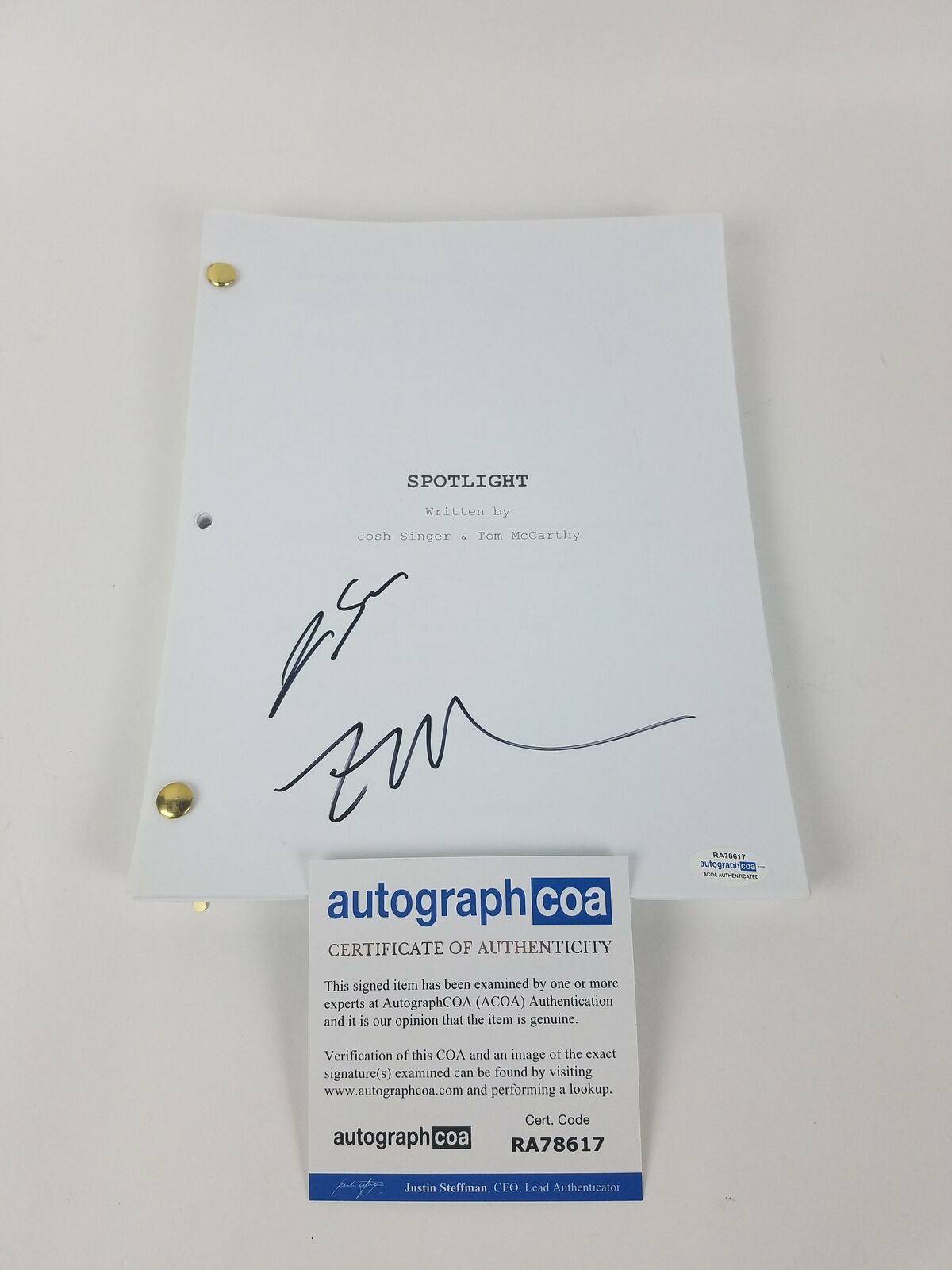 Spotlight Tom McCarthy Josh Singer Autographed Signed Script Screenplay ...