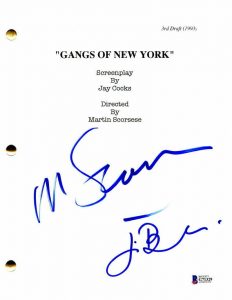 JIM BROADBENT & MARTIN SCORSESE SIGNED AUTOGRAPH -GANGS OF NEW YORK MOVIE SCRIPT  COLLECTIBLE MEMORABILIA