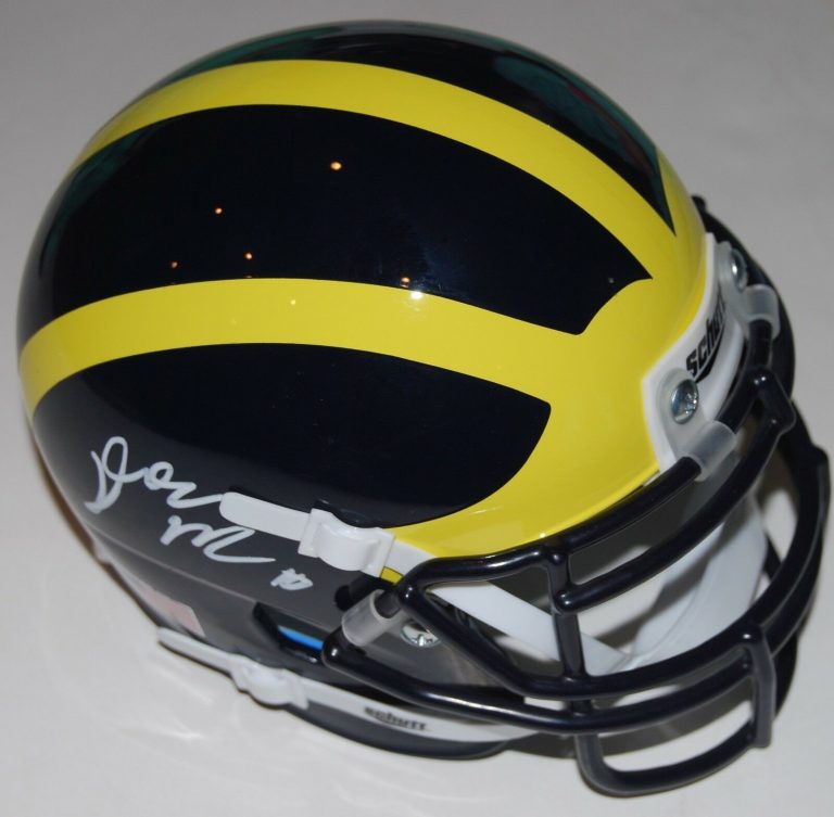 DYLAN MCCAFFREY SIGNED (MICHIGAN WOLVERINES) MINI FOOTBALL HELMET W/COA C  COLLECTIBLE MEMORABILIA