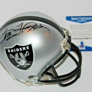 TOM FLORES signed (OAKLAND RAIDERS) mini football helmet BECKETT BAS V77655 Collectible Memorabilia