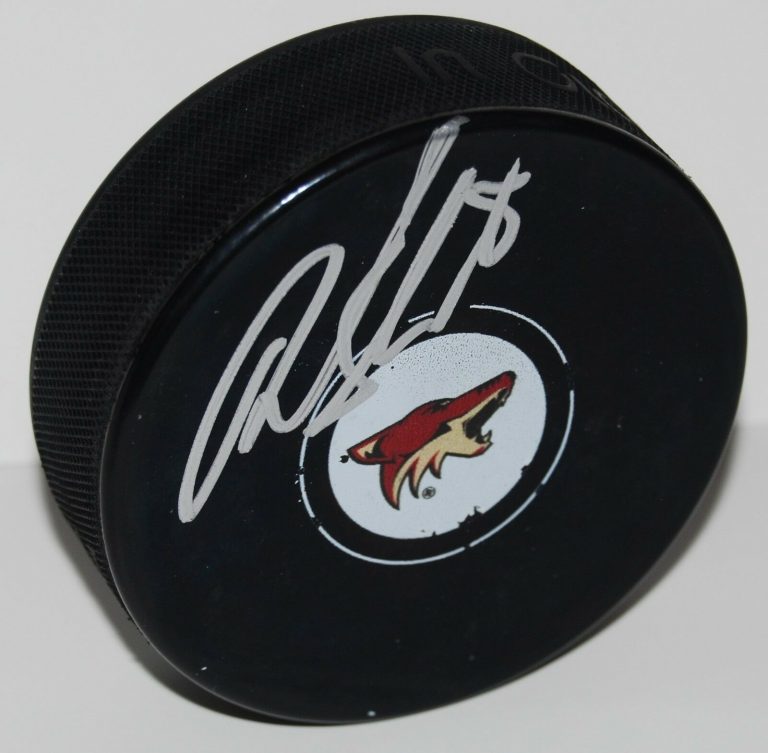 TOBIAS RIEDER SIGNED (PHOENIX COYOTES) SOUVENIR LOGO HOCKEY PUCK W/COA #1  COLLECTIBLE MEMORABILIA