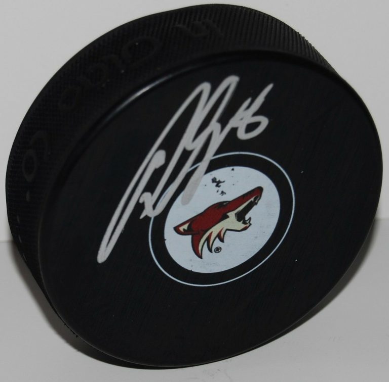 TOBIAS RIEDER SIGNED (PHOENIX COYOTES) SOUVENIR LOGO HOCKEY PUCK W/COA #2  COLLECTIBLE MEMORABILIA
