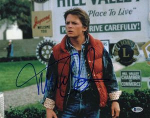 MICHAEL J FOX SIGNED AUTOGRAPH 11×14 PHOTO – MARTY BACK TO THE FUTURE G BECKETT  COLLECTIBLE MEMORABILIA