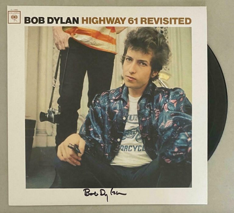 BOB DYLAN SIGNED AUTOGRAPH ALBUM VINYL RECORD HIGHWAY 61 REVISITED J. ROSEN REAL  COLLECTIBLE MEMORABILIA