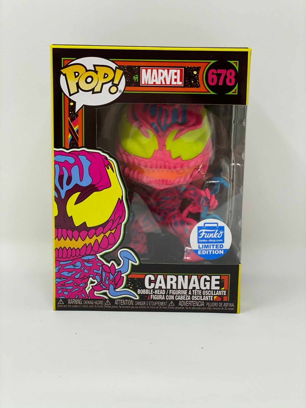 Funko Pop! Marvel Carnage #678 Black Light Glow Shop Exclusive Limited ...