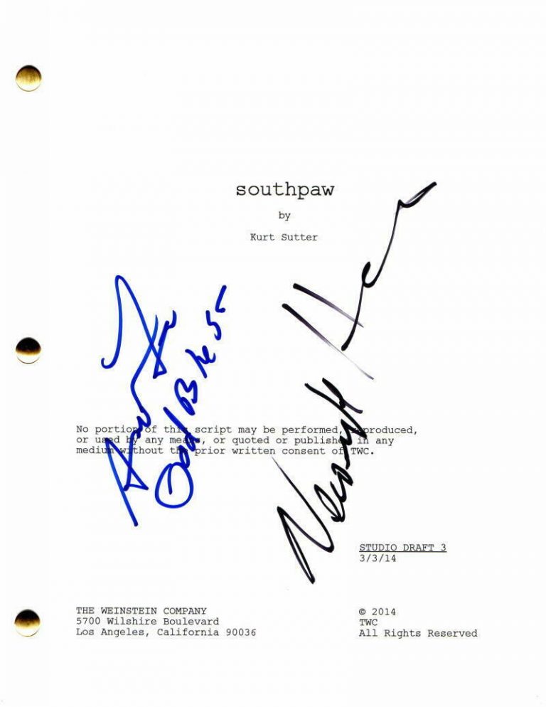 ANTOINE FUQUA & NAOMIE HARRIS CAST SIGNED AUTOGRAPH – SOUTHPAW FULL MOVIE SCRIPT  COLLECTIBLE MEMORABILIA