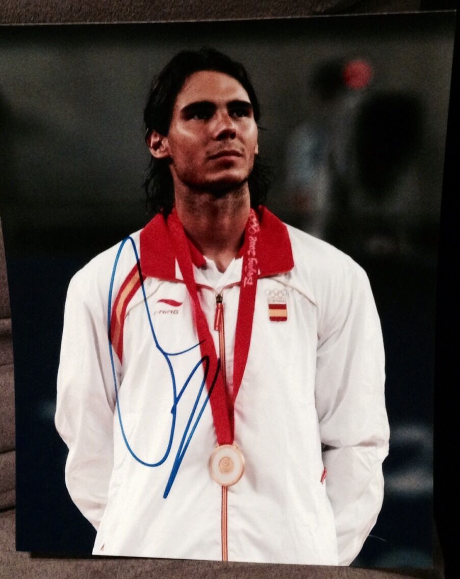 RAFAEL NADAL SIGNED AUTOGRAPH OLYMPIC GOLD MEDAL POSE TENNIS STAR 8x10