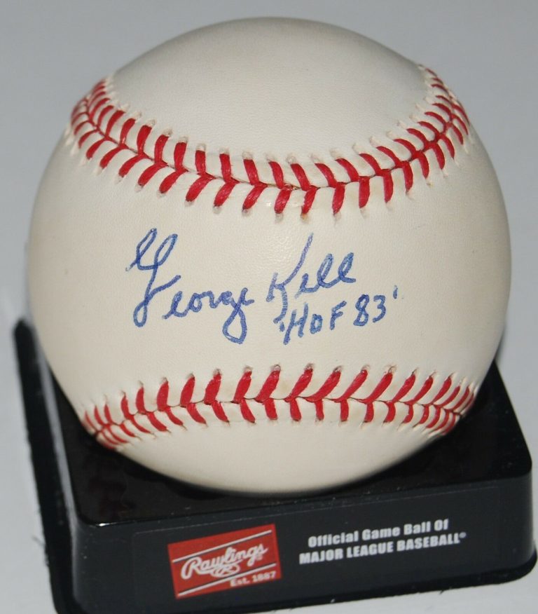 GEORGE KELL SIGNED OAL BASEBALL *BOSTON RED SOX* W/COA H.O.F 1983 WHITE SOX  COLLECTIBLE MEMORABILIA