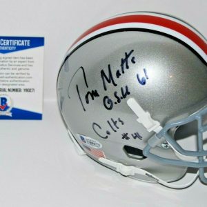 TOM MATTE signed (OHIO STATE BUCKEYES) mini football helmet BECKETT BAS Y80271 Collectible Memorabilia