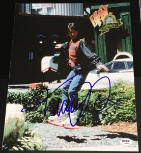 MICHAEL J. FOX SIGNED AUTOGRAPH “BACK TO THE FUTURE” FLYING PHOTO PSA/DNA W94453  COLLECTIBLE MEMORABILIA