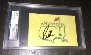 PATRICK REED SIGNED AUTOGRAPH PSA/DNA SLABBED MASTERS 2018 CHAMPION CUT CARD  COLLECTIBLE MEMORABILIA
