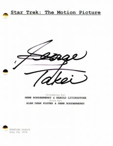 GEORGE TAKEI SIGNED AUTOGRAPH – STAR TREK: THE MOTION PICTURE MOVIE SCRIPT -SULU  COLLECTIBLE MEMORABILIA